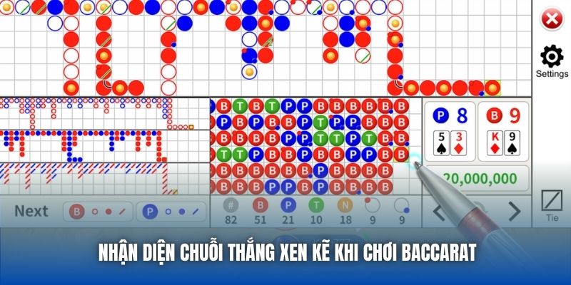 Nhận diện chuỗi thắng xen kẽ khi chơi Baccarat